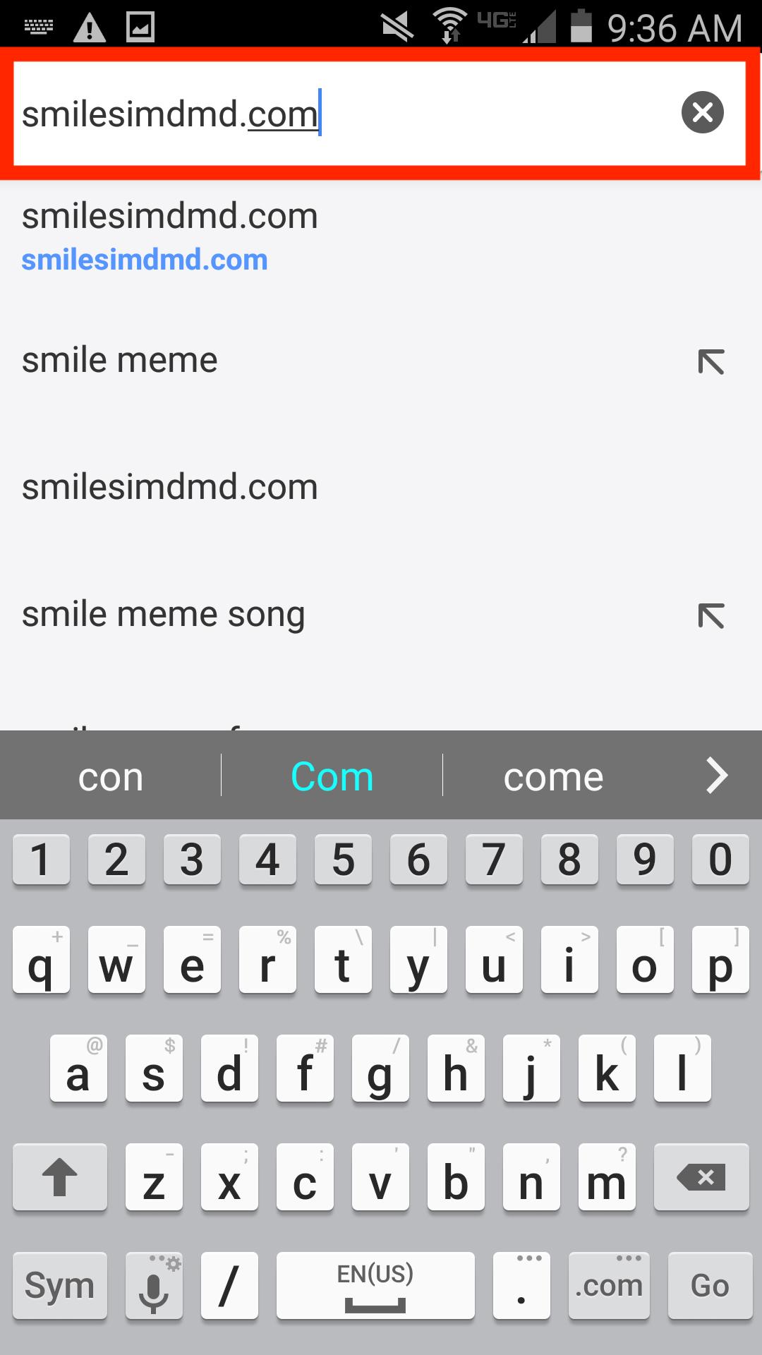 Enter smilesimdmd.com in the URL bar.