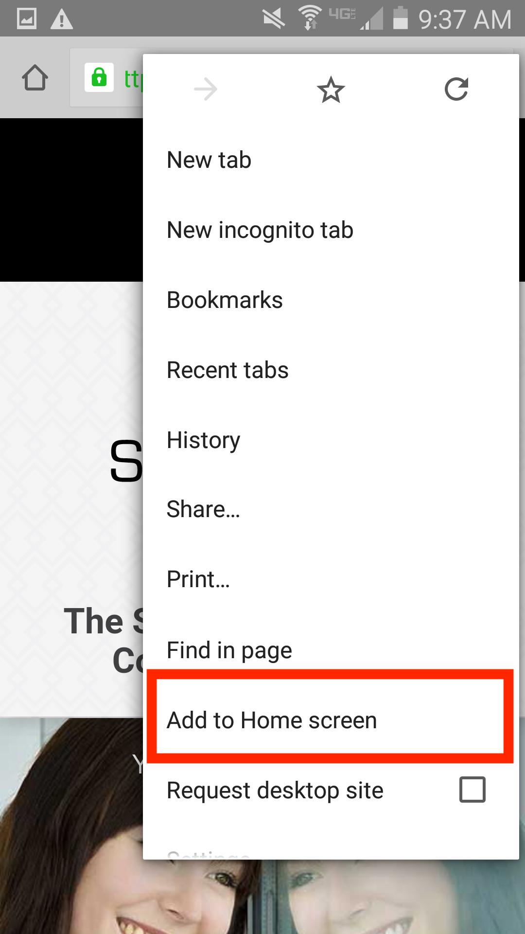 Select "Add to home screen".